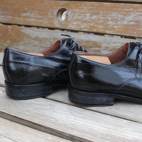 Black Genuine Eel Skin Derby, Handmade in Italy, Men's Size 8.5, GUC - Picture 8 of 15
